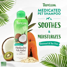 Load image into Gallery viewer, TropiClean Medicated Oatmeal Tea Tree Itch Relief Shampoo for Cats & Dogs 335ml