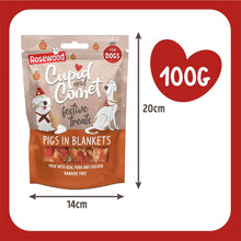 Load image into Gallery viewer, Rosewood Cupid & Comet Pigs In Blankets Dog Treats 100g
