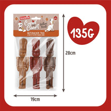 Load image into Gallery viewer, Rosewood Cupid & Comet Nutcracker Trio for Dogs, Festive Rawhide-Free Chews (135g)