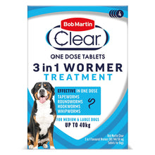 Load image into Gallery viewer, Bob Martin Clear 3 in 1 Wormer Tablets for Dogs