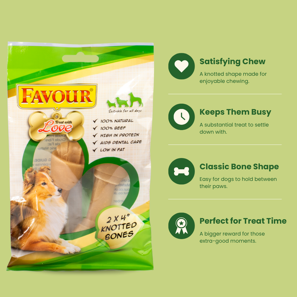 Favour 4 Inch Knotted Bone Two Pack