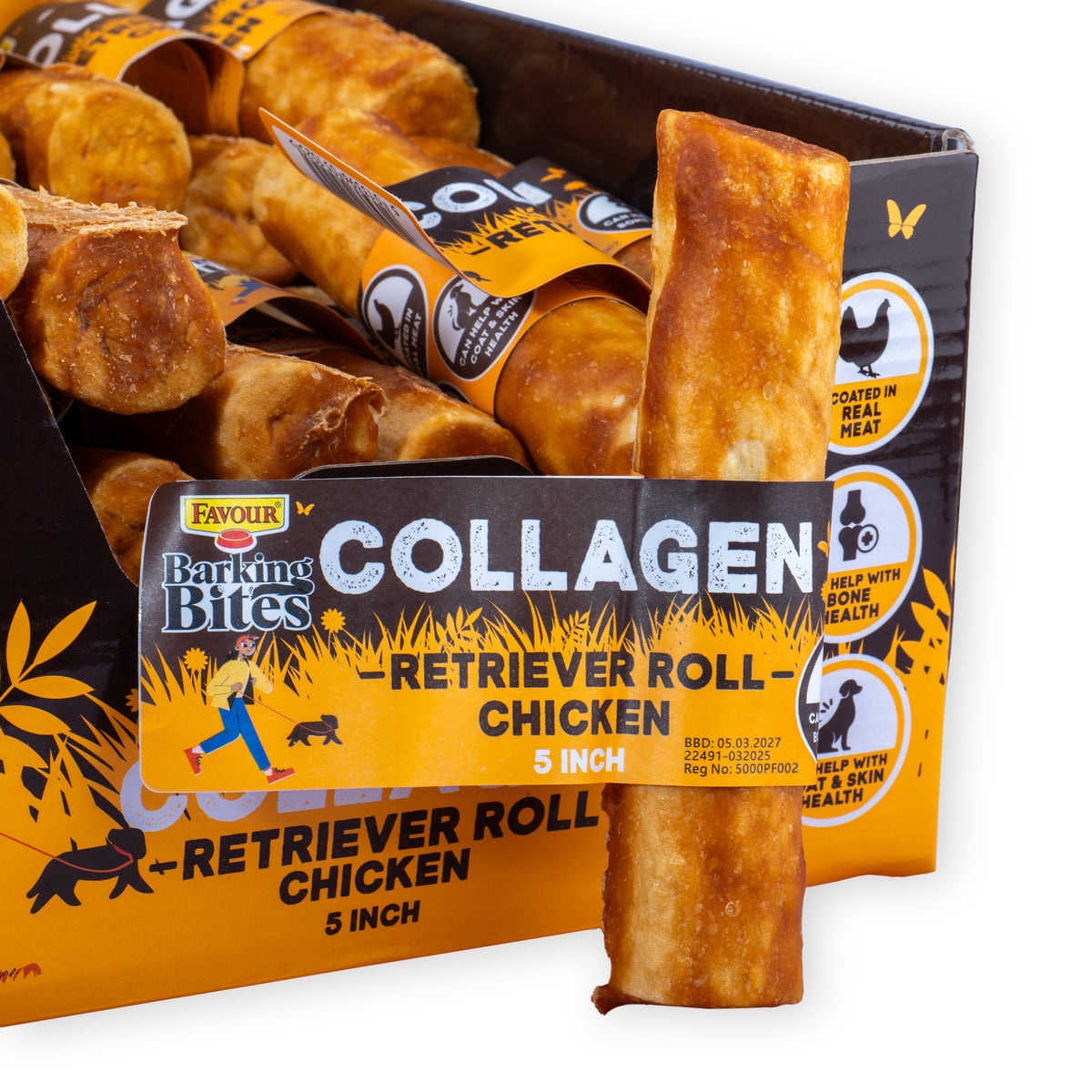 Favour Collagen Chicken 5" Retriever Rolls