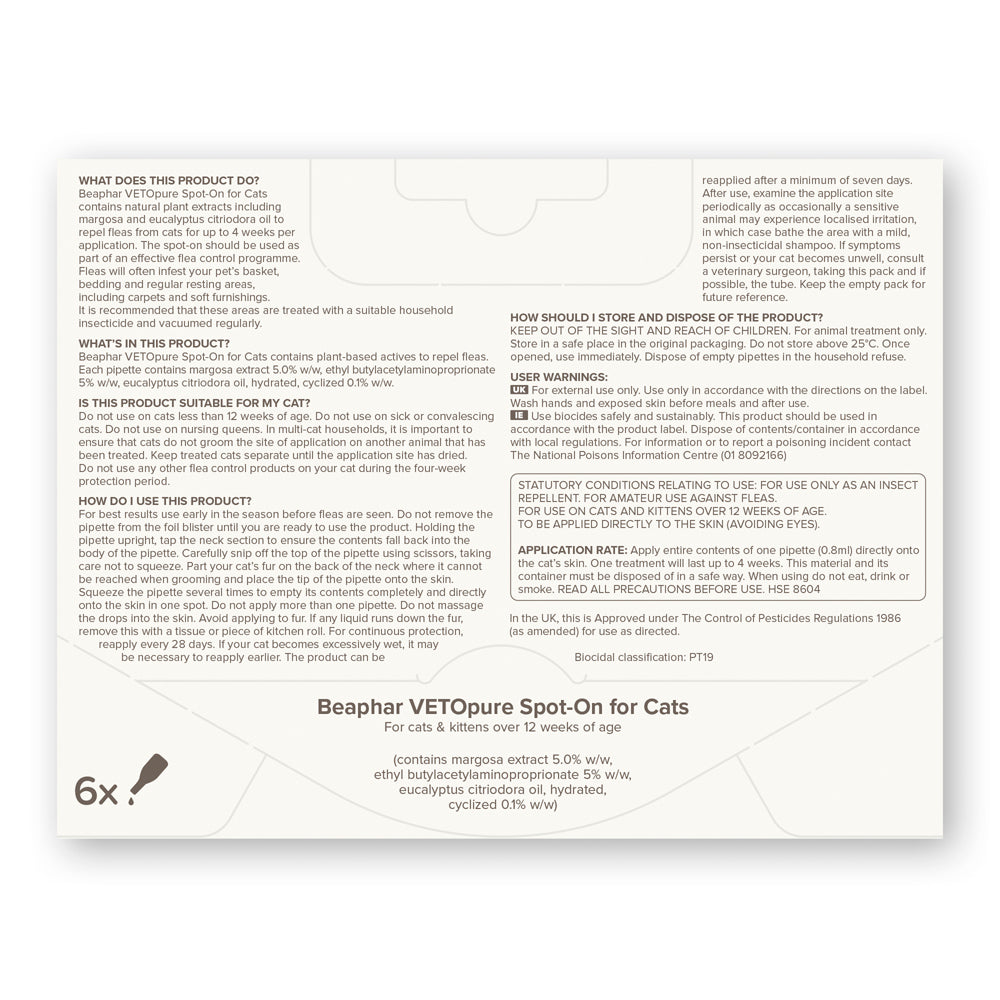 Beaphar Cat Flea Spot On 12 or 24 Week Prevention
