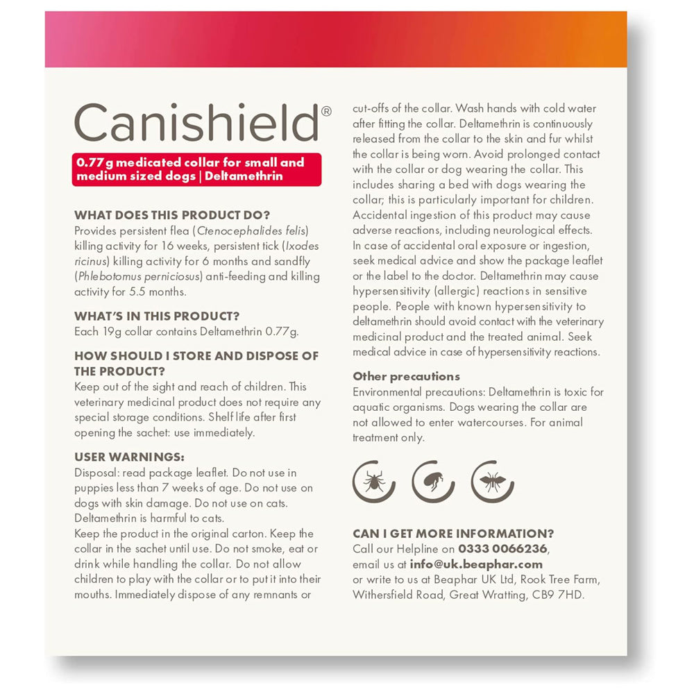 Beaphar Canishield® Medicated Flea & Tick Collar for Small, Medium & Large Dogs