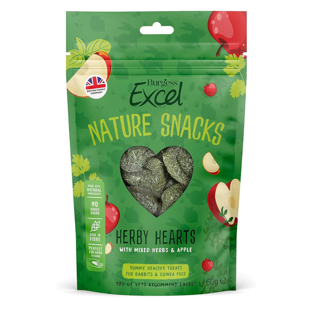 Burgess Excel Herby Hearts Treats For Rabbits and Guinea Pigs 60g