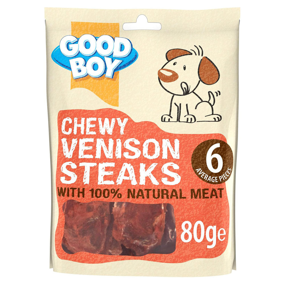 Good Boy Chewy Venison Steaks 80g Natural Dog Treats