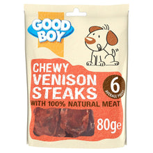 Load image into Gallery viewer, Good Boy Chewy Venison Steaks 80g Natural Dog Treats
