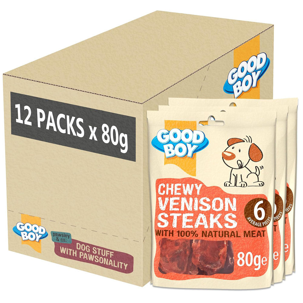 Good Boy Chewy Venison Steaks 80g Natural Dog Treats