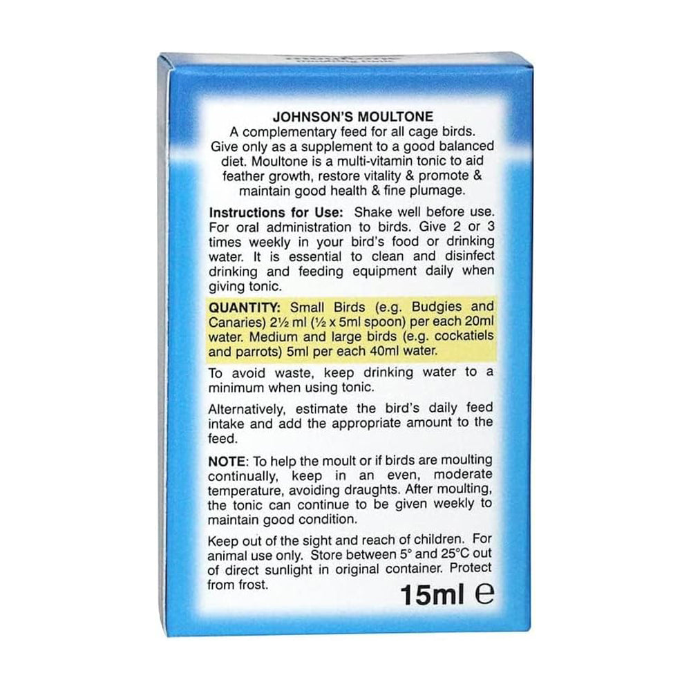 Johnson's Vet Moultone Bird Moulting Tonic 15ml
