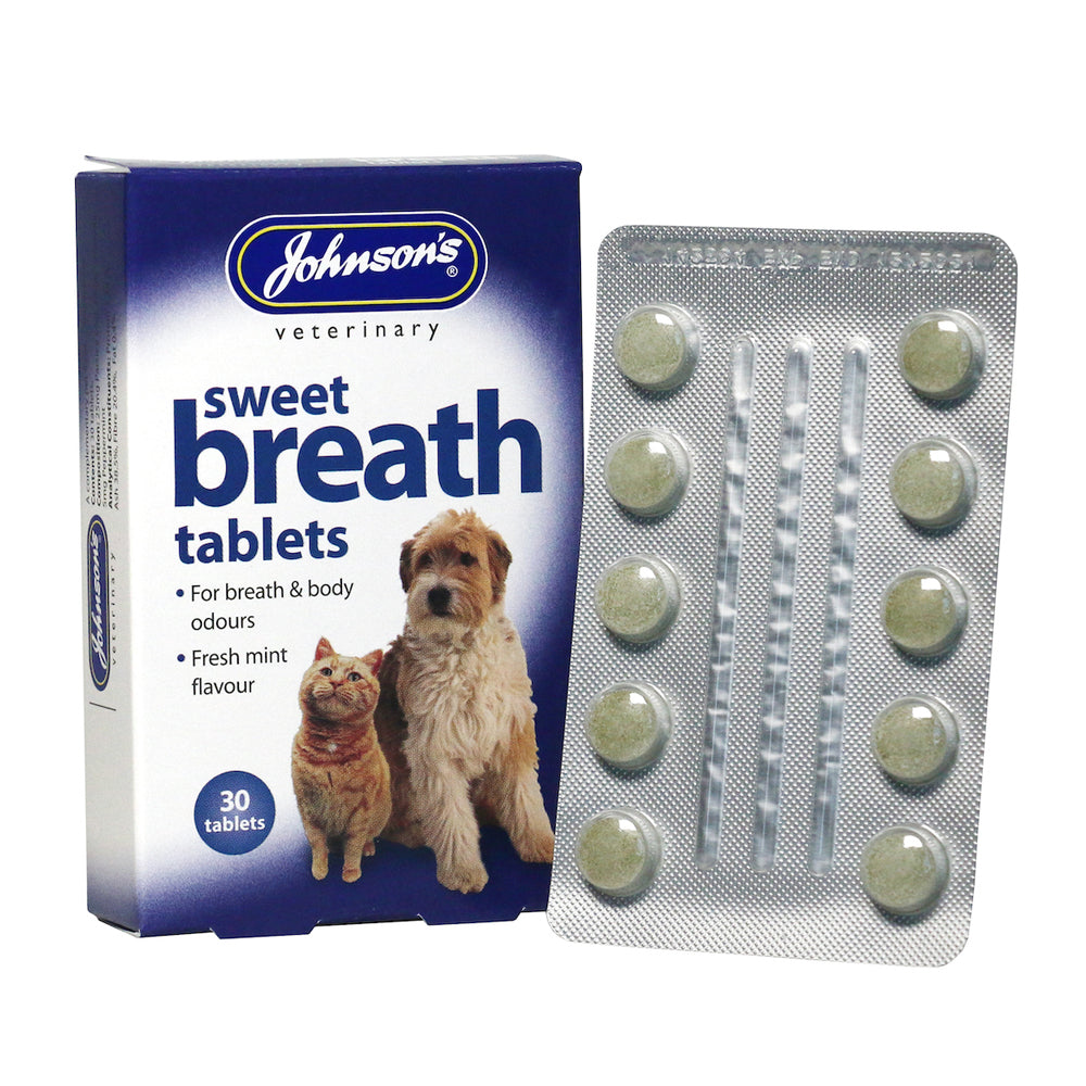 Johnson's Vet Sweet Breath Tablets for Cats & Dogs, 30 Tablets