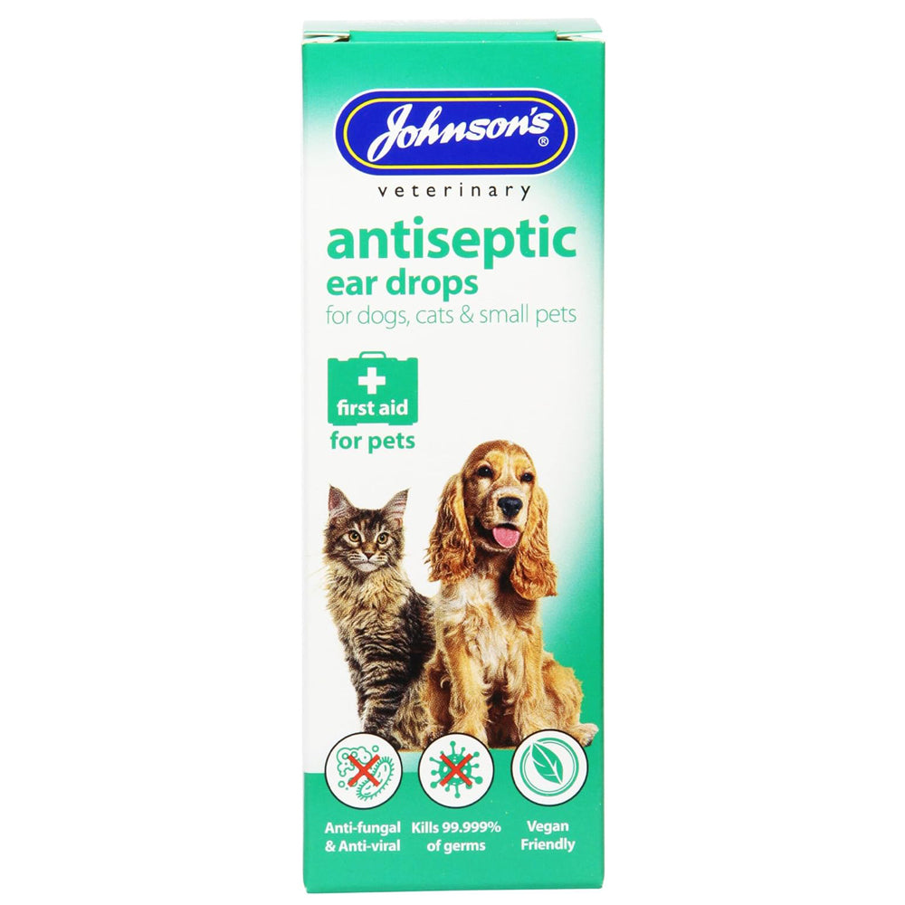 Johnson's Vet Antiseptic Ear Drops for Dogs, Cats, Small Animals 50ml