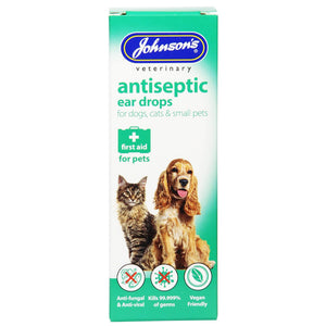 Johnson's Vet Antiseptic Ear Drops for Dogs, Cats, Small Animals 50ml