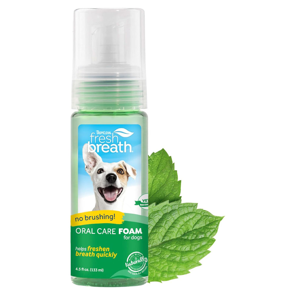 TropiClean Fresh Breath Dog Teeth Cleaning Foam Mint 133ml