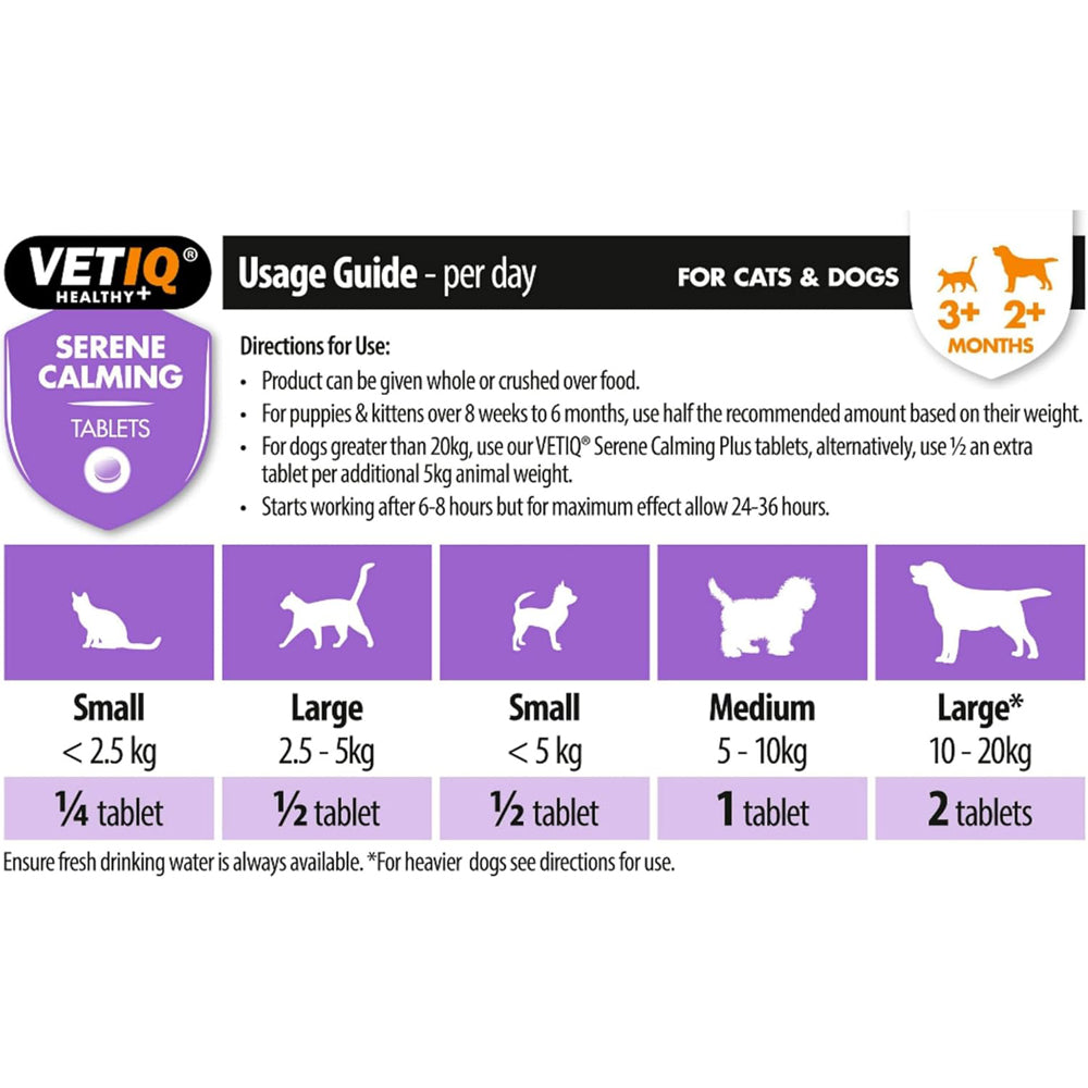 Vetiq Serene Calming Tablets for Cats & Dogs