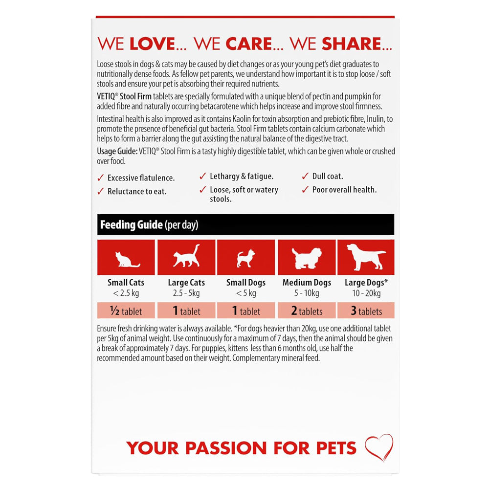 VETIQ Stool Firm Tablets for Cats & Dogs