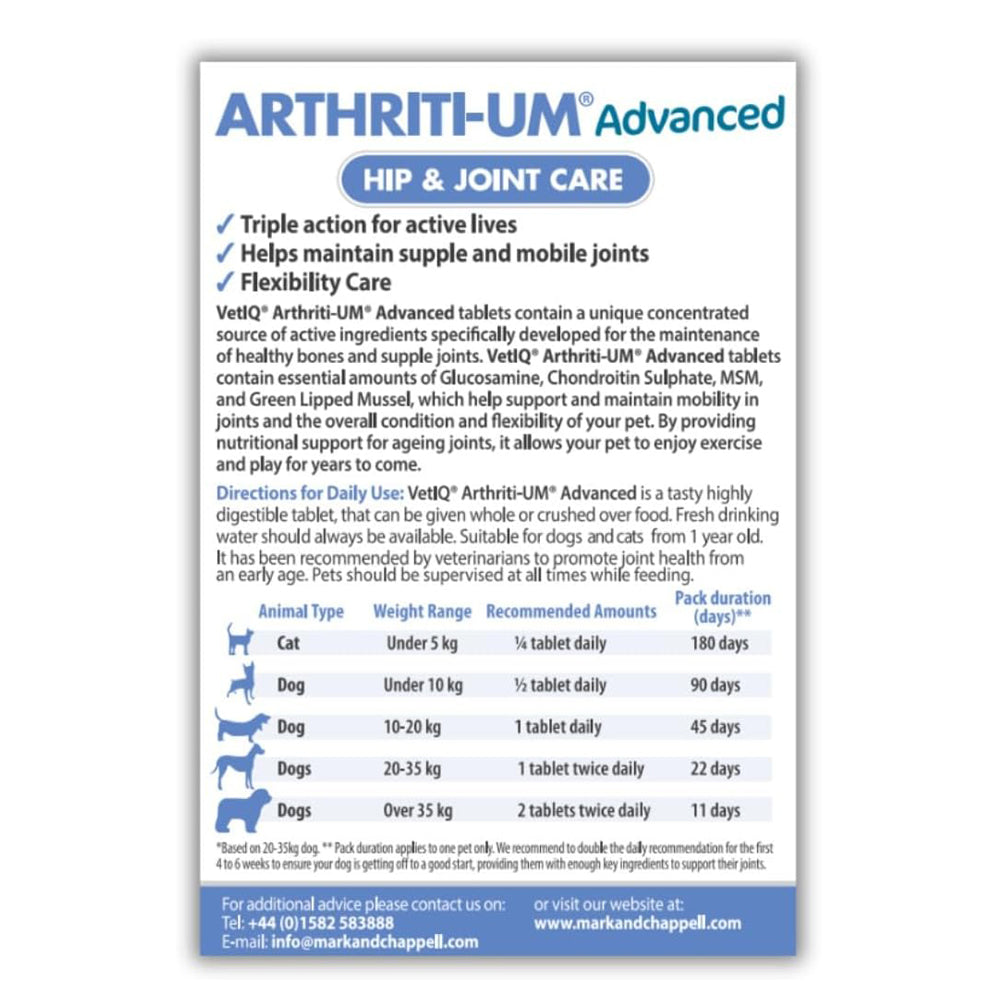 VETIQ Advanced Hip & Joint Care Tablets for Cats & Dogs