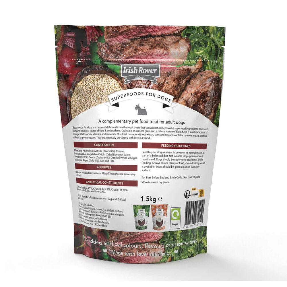 Irish Rover Superfoods Dog Treats Beef Burger With Quinoa, Red Beet & Kelp 1.5kg