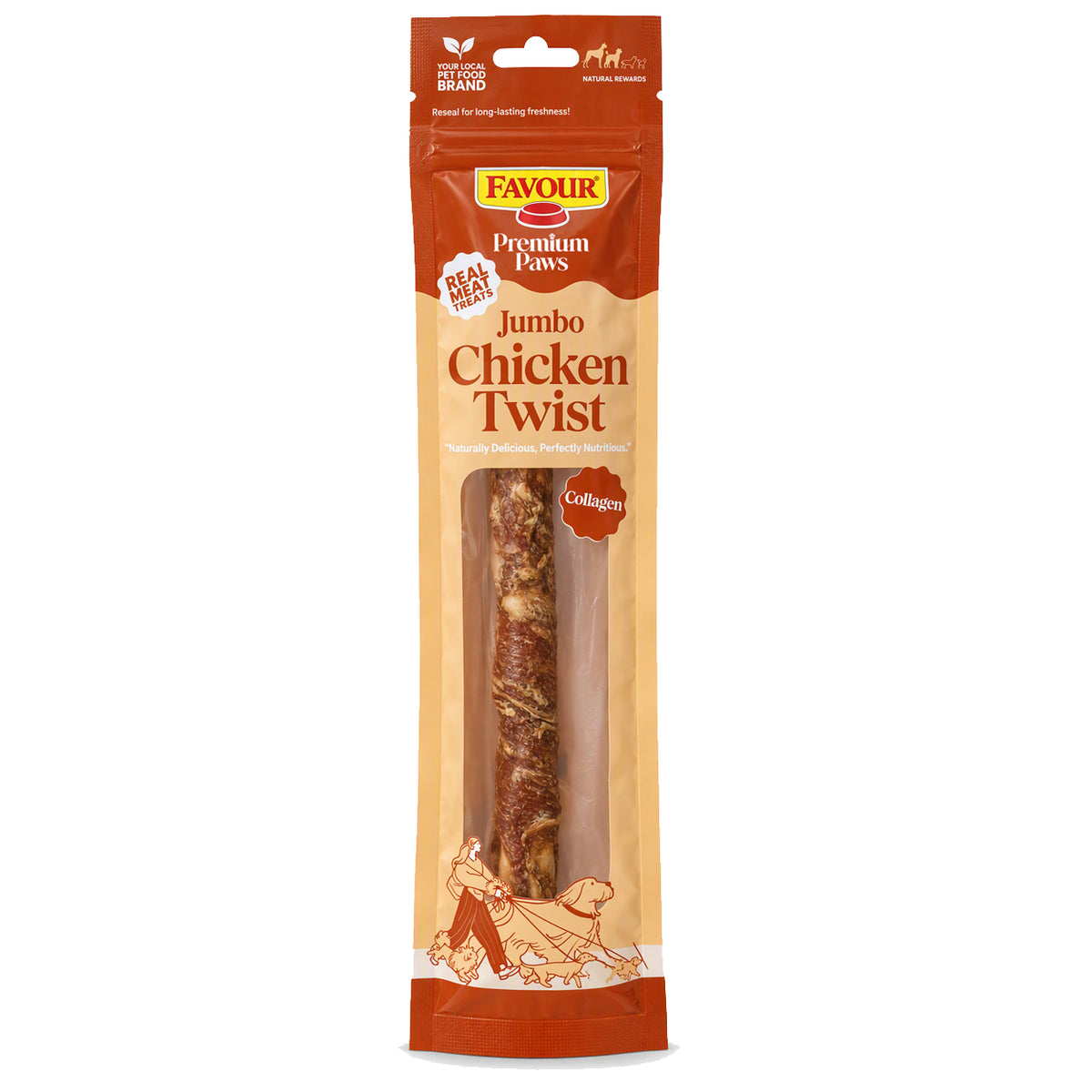 Favour Premium Paws Jumbo Chicken Collagen Twist Dog Treat 70g