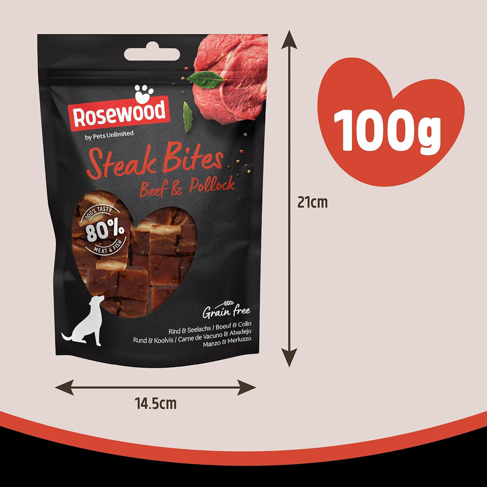 Rosewood Steak Bites Beef & Pollock Dog Treats 100g
