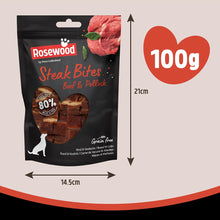 Load image into Gallery viewer, Rosewood Steak Bites Beef &amp; Pollock Dog Treats 100g
