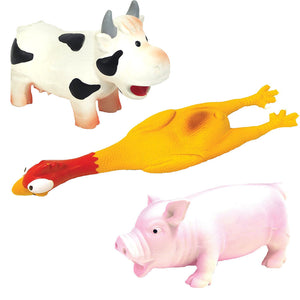 Rosewood Grunters Squeaky Dog Toy Latex Pig, Cow or Chicken/Turkey