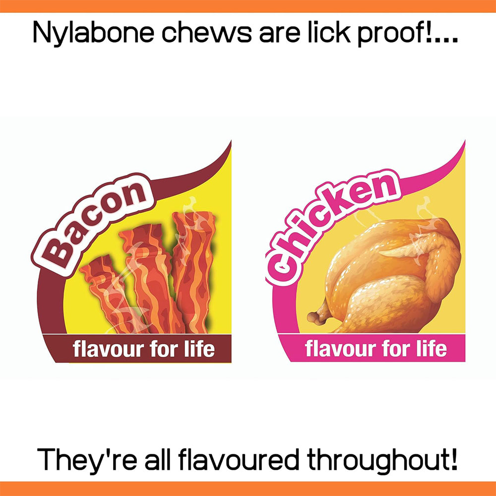 Nylabone Dura Chew Extreme Tough Dog Chew Toy Bones, Bacon & Chicken, Large
