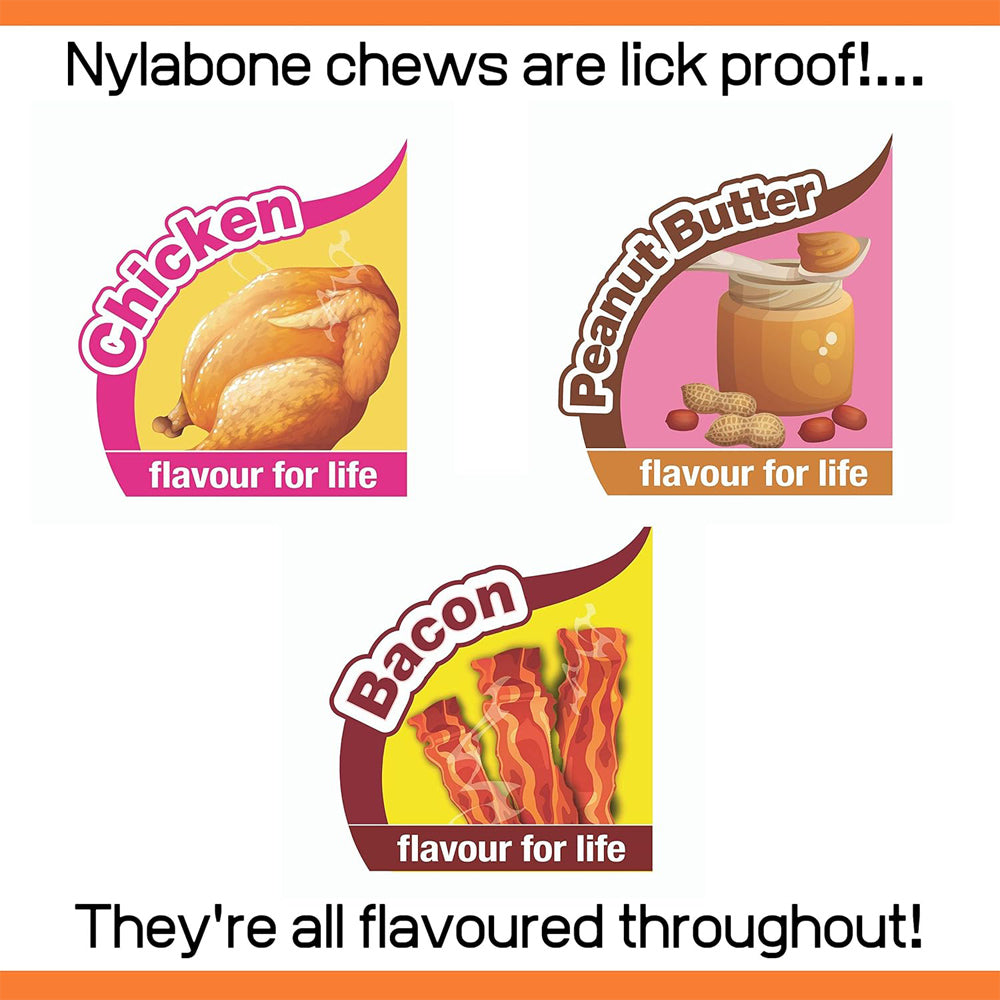 Nylabone Extreme Tough Dog Chew Bones – Triple Flavour Pack (Peanut Butter, Chicken & Bacon), Small Dogs Up to 11 kg