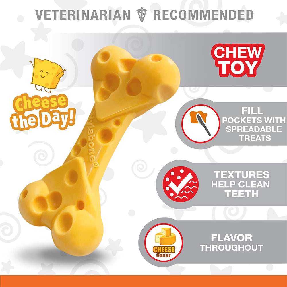 Nylabone Extreme Tough Cheese Bone Durable, Cheese-Flavoured Chew for Strong Chewers