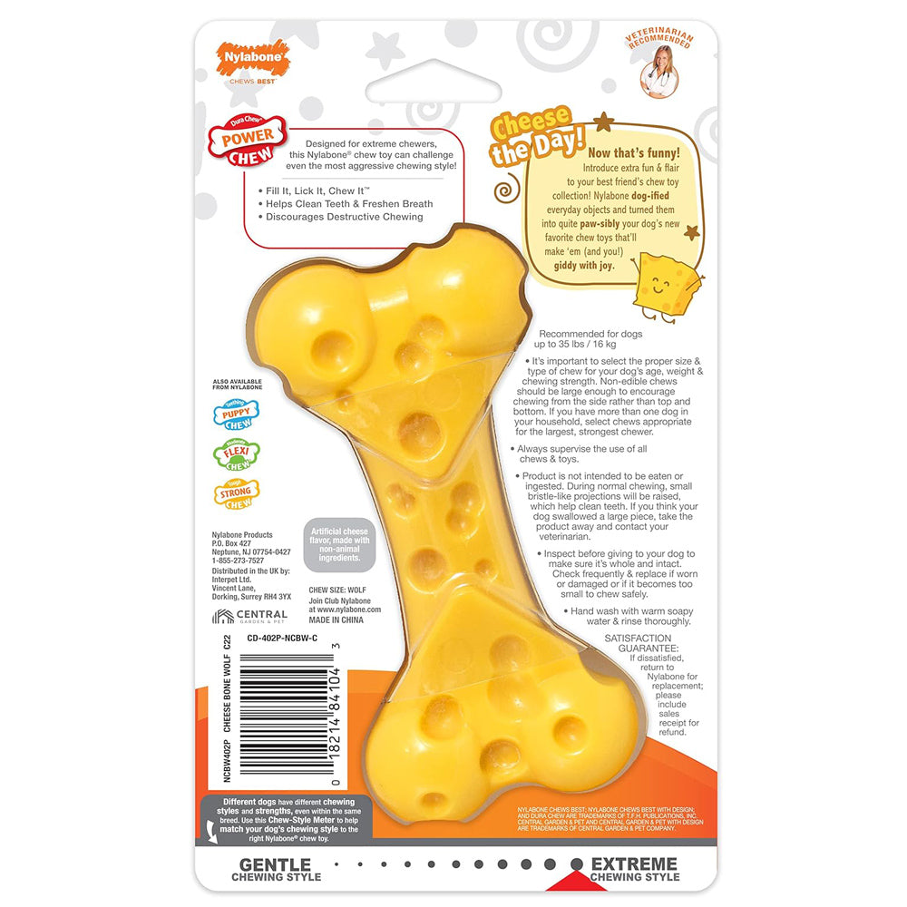 Nylabone Extreme Tough Cheese Bone Durable, Cheese-Flavoured Chew for Strong Chewers