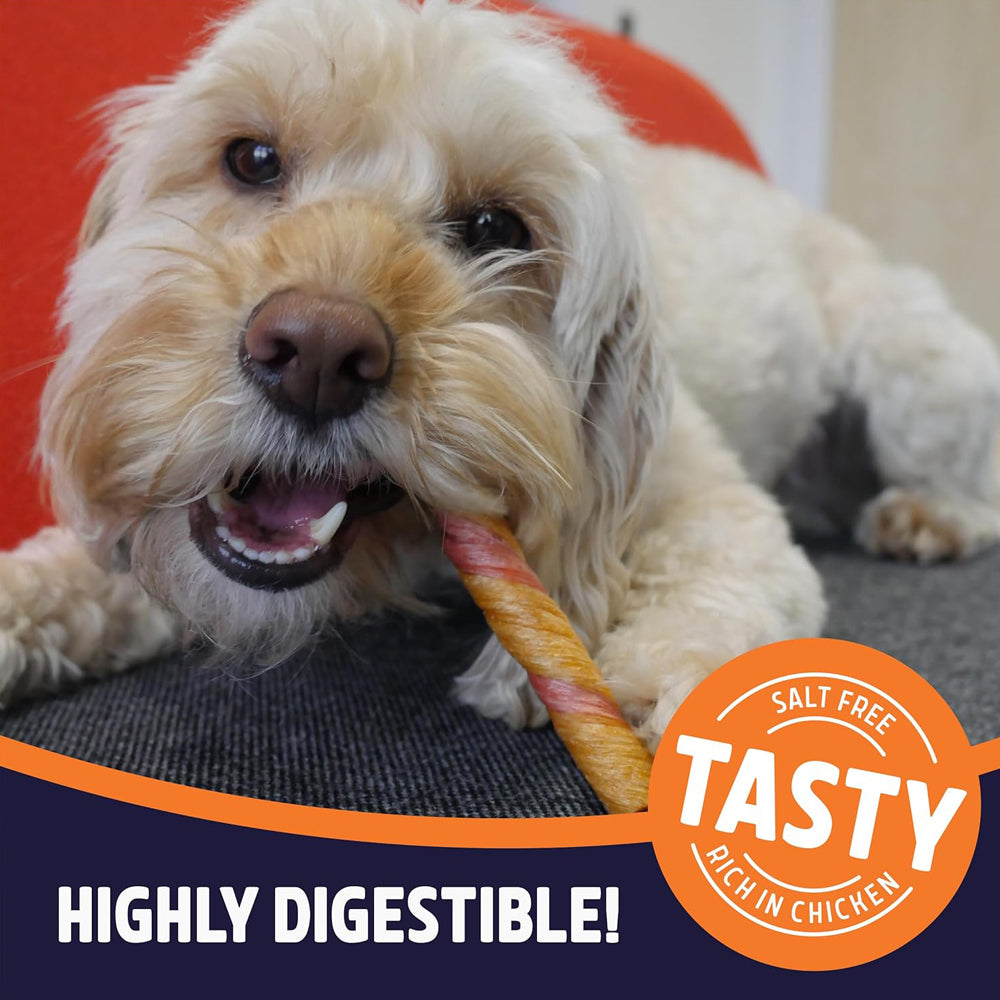 Rosewood Chewy Twist Long Lasting Dog Treat With Chicken 115g