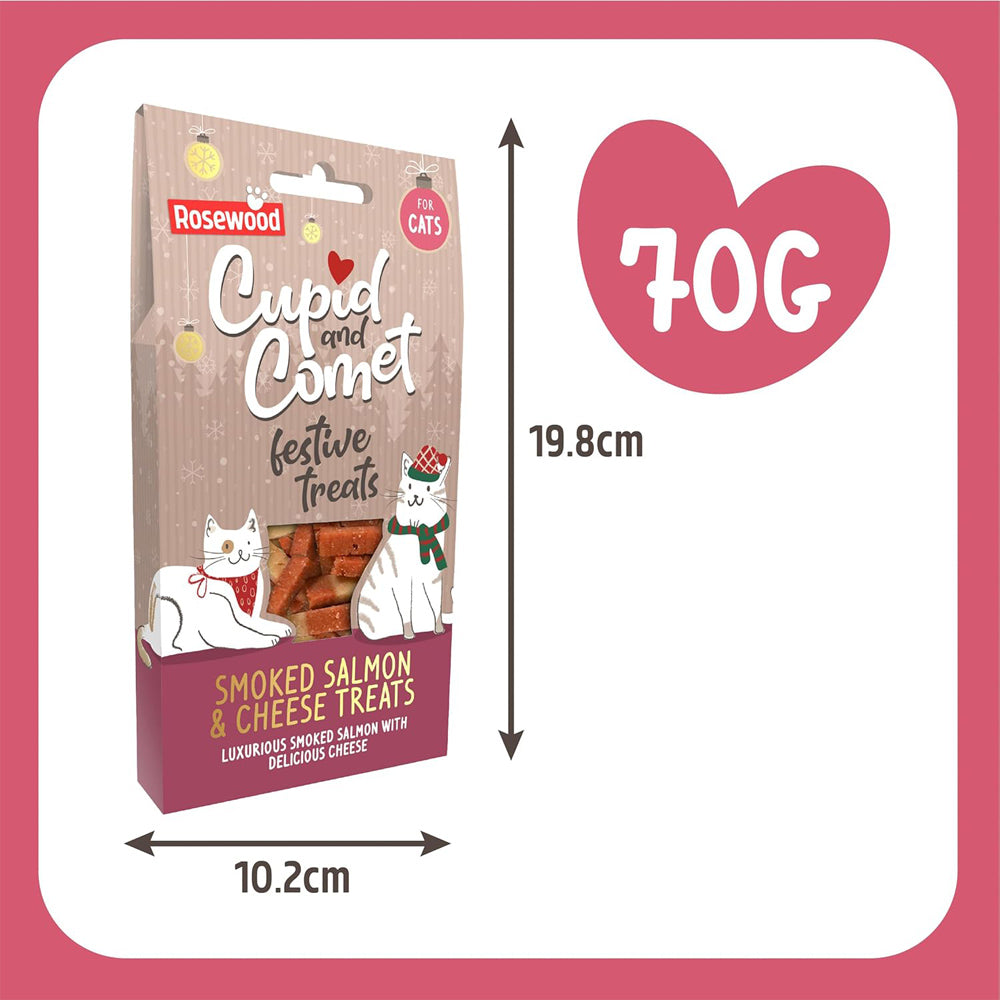 Rosewood Cupid & Comet Smoked Salmon & Cheese Festive Cat Treats (70g)