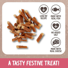 Load image into Gallery viewer, Rosewood Cupid &amp; Comet Smoked Salmon &amp; Cheese Festive Cat Treats (70g)
