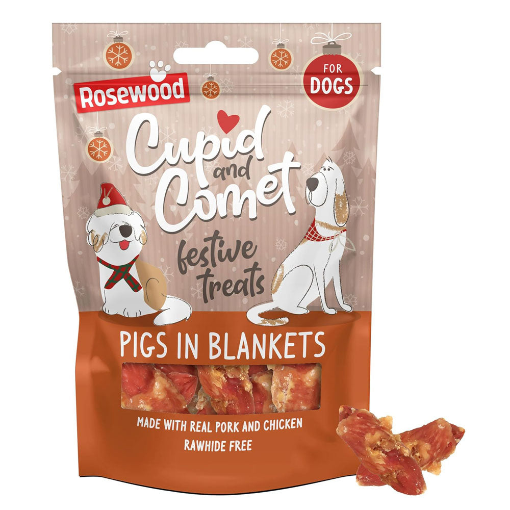 Rosewood Cupid & Comet Pigs In Blankets Dog Treats 100g