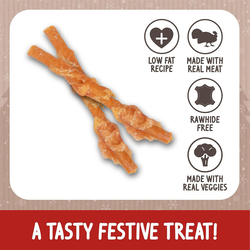 Rosewood Cupid & Comet Turkey Wrapped Carrot Twists Dog Treats 100g