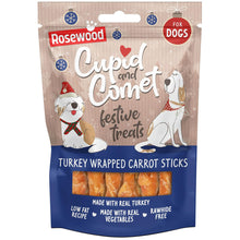 Load image into Gallery viewer, Rosewood Cupid &amp; Comet Turkey Wrapped Carrot Twists Dog Treats 100g
