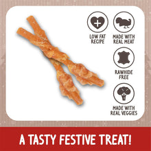 Load image into Gallery viewer, Rosewood Cupid &amp; Comet Turkey Wrapped Carrot Twists Dog Treats 100g
