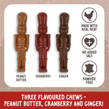Load image into Gallery viewer, Rosewood Cupid &amp; Comet Nutcracker Trio for Dogs, Festive Rawhide-Free Chews (135g)
