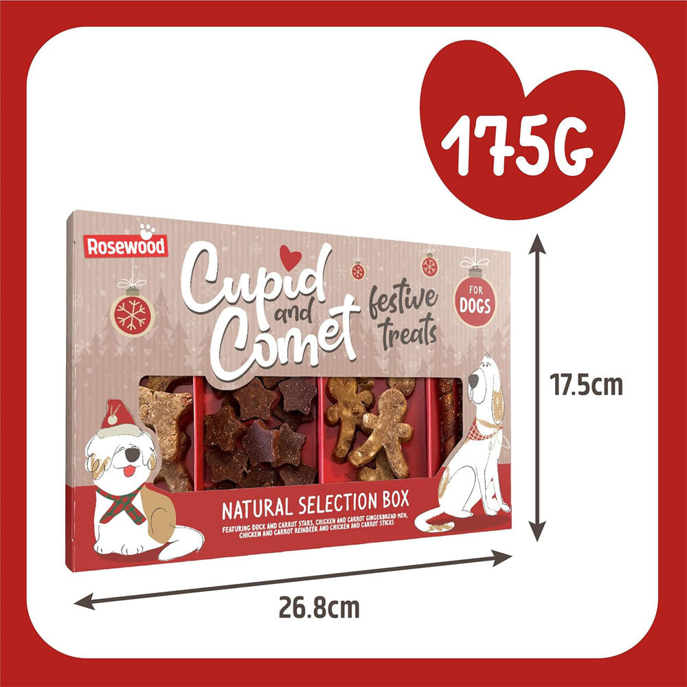 Rosewood Cupid & Comet Natural Selection Box Treats For Dogs 175g