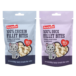 Rosewood Freeze-Dried Natural Cat Treats – Chicken or Duck (15g)