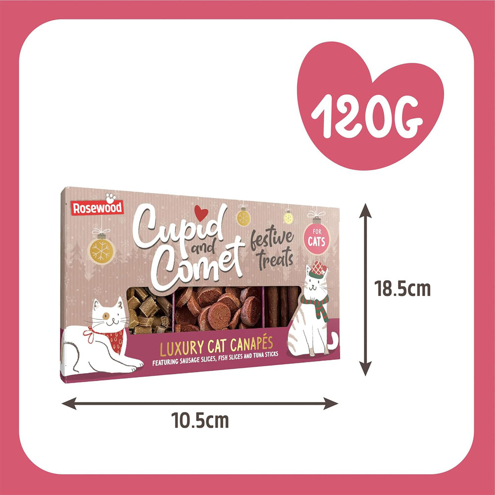 Rosewood Cupid & Comet Cat Canapes Festive Meat Treat Selection for Cats (120g)