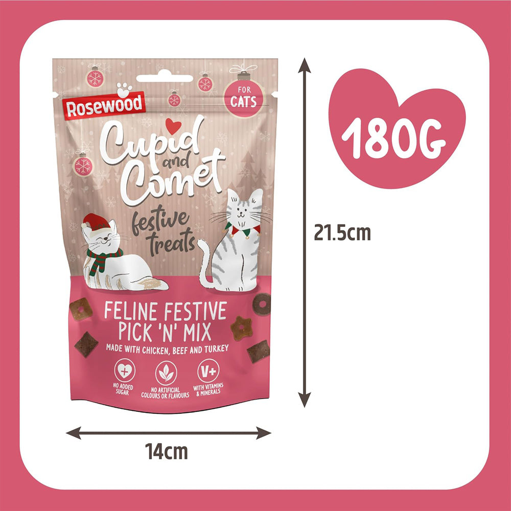 Rosewood Cupid & Comet Feline Festive Pick 'N' Mix Treats for Cats (180g)