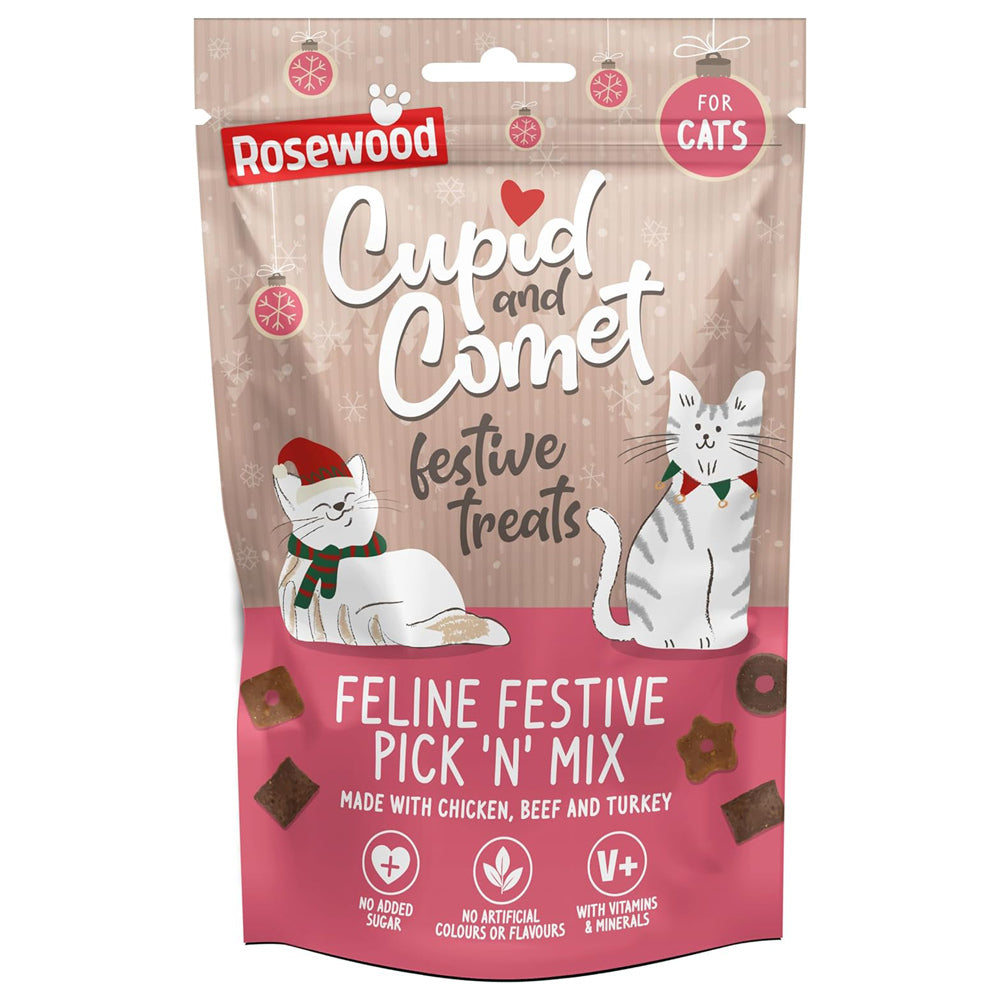 Rosewood Cupid & Comet Feline Festive Pick 'N' Mix Treats for Cats (180g)