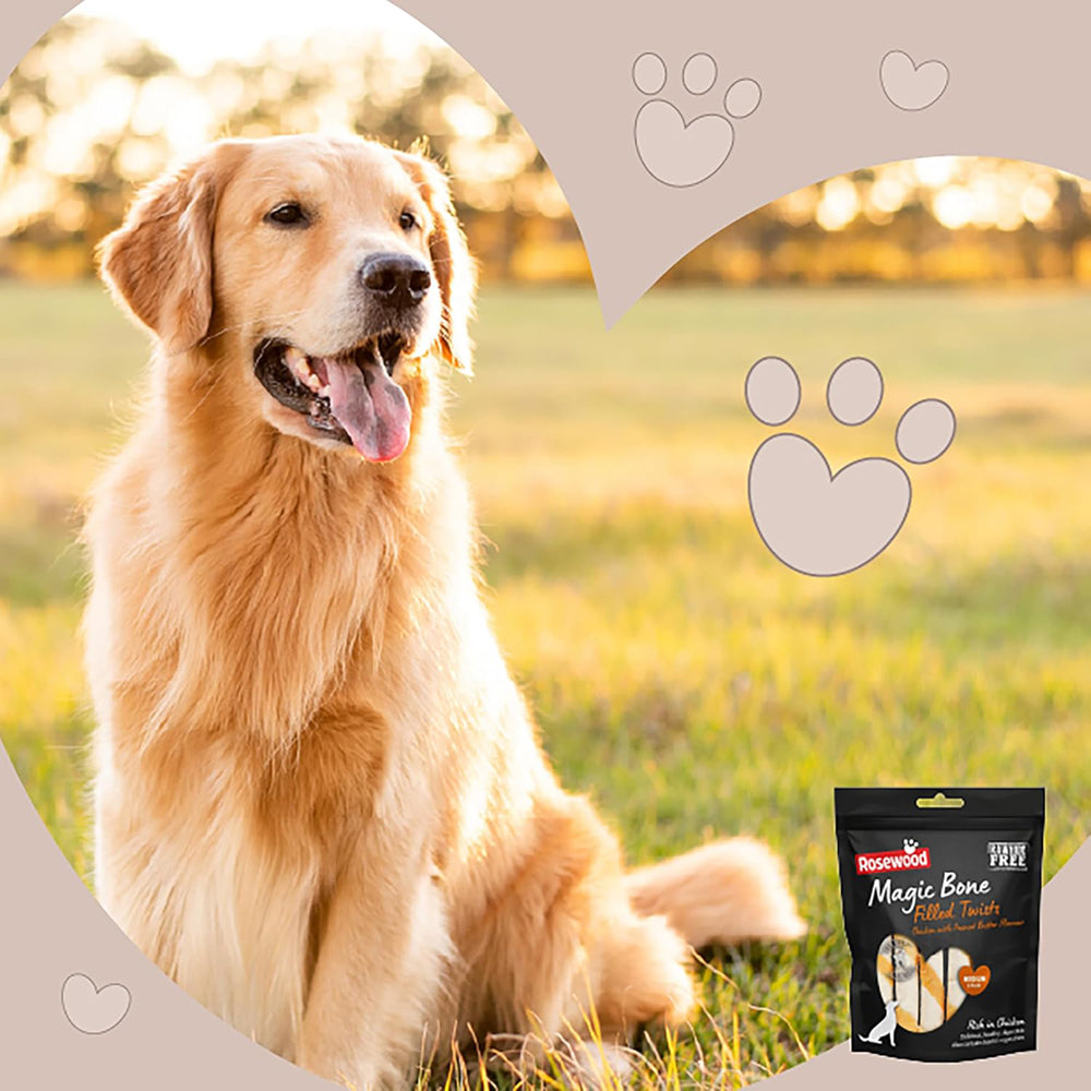 Rosewood Magic Bone Filled Twists Dog Treat With Chicken, Peanut Butter 195g