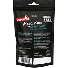 Load image into Gallery viewer, Rosewood Magic Bone Dental Twists Dog Treats With Chicken, Peanut Butter 120g
