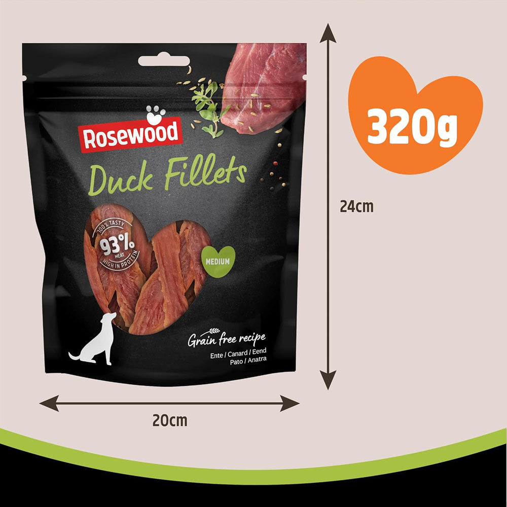 Rosewood Duck Fillets for Dogs Grain Free Value Pack 320g