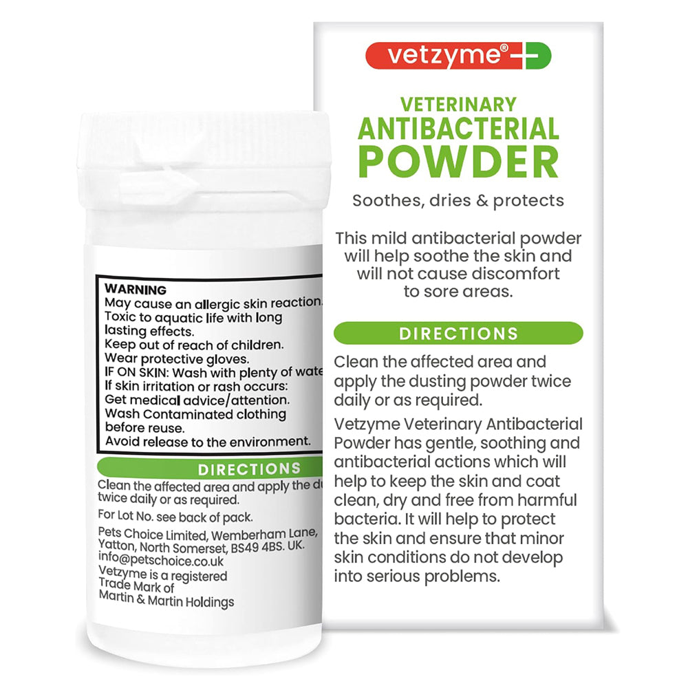 Vetzyme Antibacterial Powder for Dogs, Cats & Small Animals