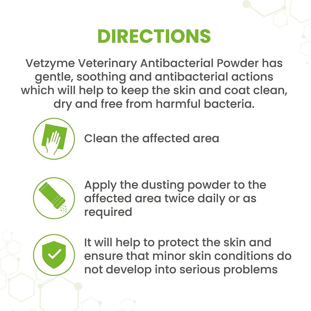 Vetzyme Antibacterial Powder for Dogs, Cats & Small Animals