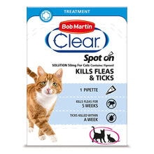 Load image into Gallery viewer, Bob Martin Flea Clear Fipronil Spot On Flea &amp; Tick Treatment For Cats
